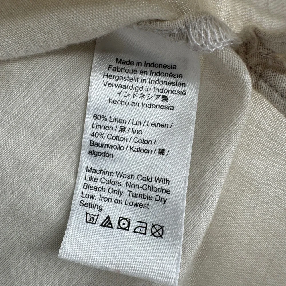 J.Crew‎ Womens Linen Blend Shirt Dress Beige Button Front Long Sleeve Small
